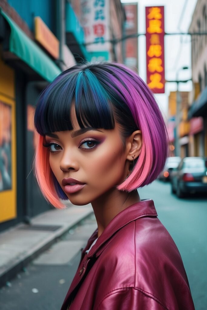 Chic Bob Hairstyles with Bangs Tailored for Black Women in 2024 7 50 Chic Bob Hairstyles with Bangs Tailored for Black Women in 2024