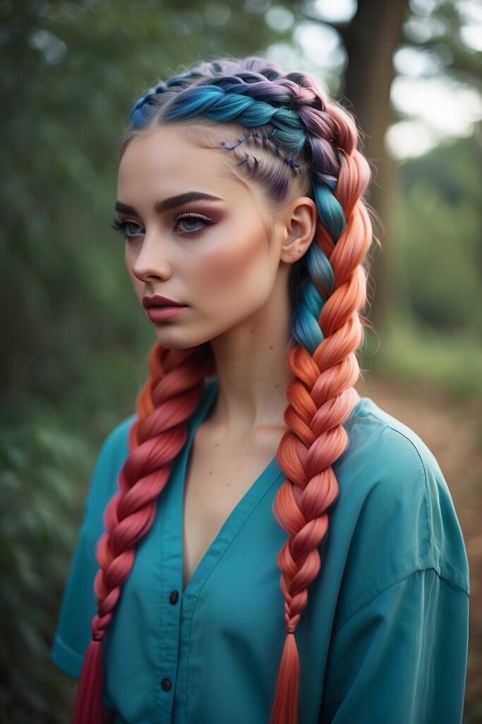 Colored Braids Hairstyles 3 Top 20 Trending Colored Braid Hairstyles for Every Season: From Honey Tints to Platinum Blonde