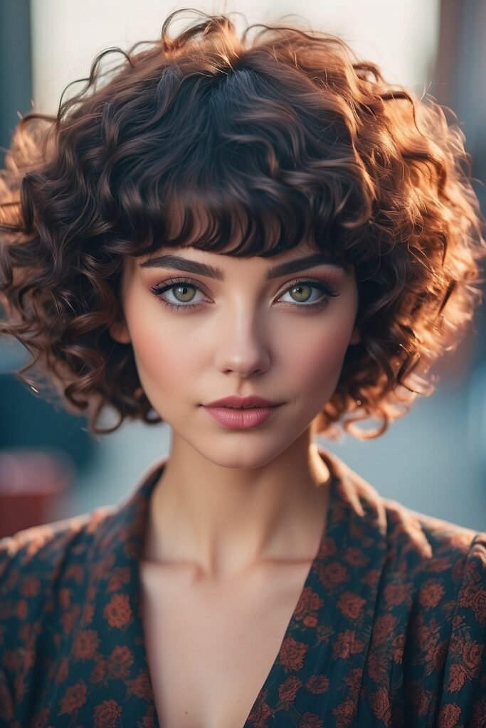 Short Curly Hair With Bangs 2 Top 10 Trendsetting Short Curly Hairstyles with Bangs for 2024