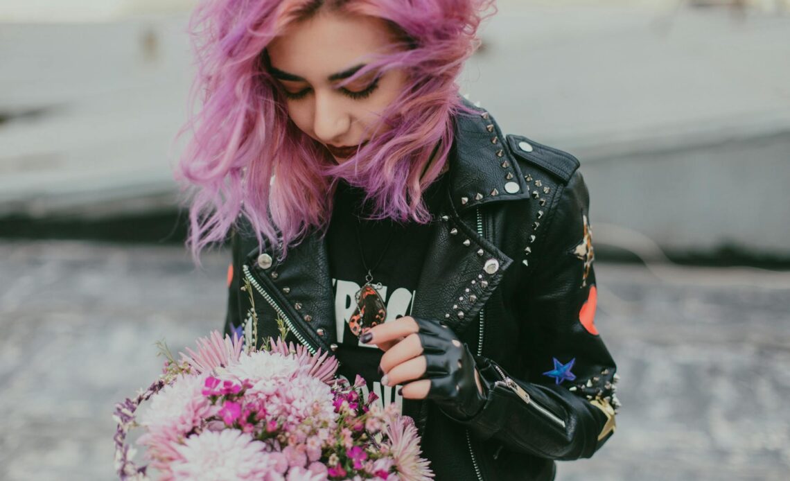 woman holding flower bouquet