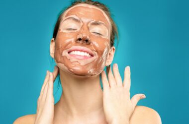 woman with clay mask on face