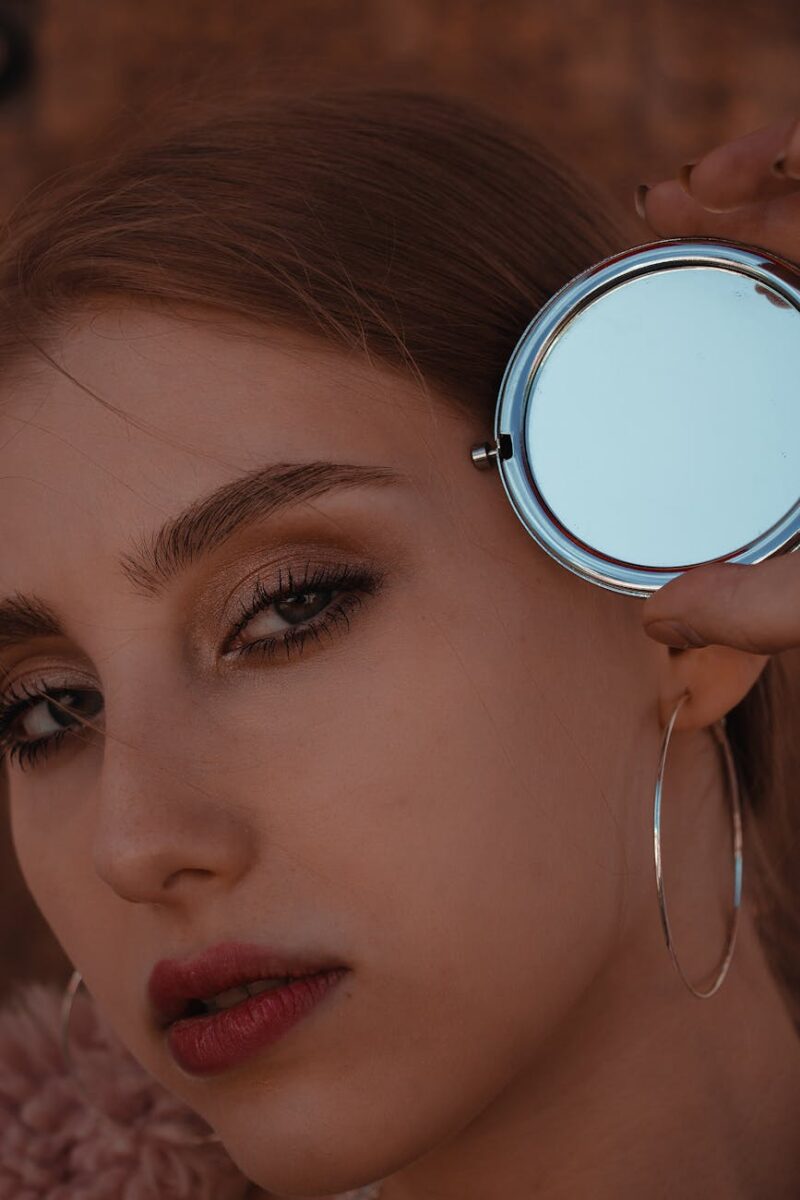 close up portrait with reflective mirror